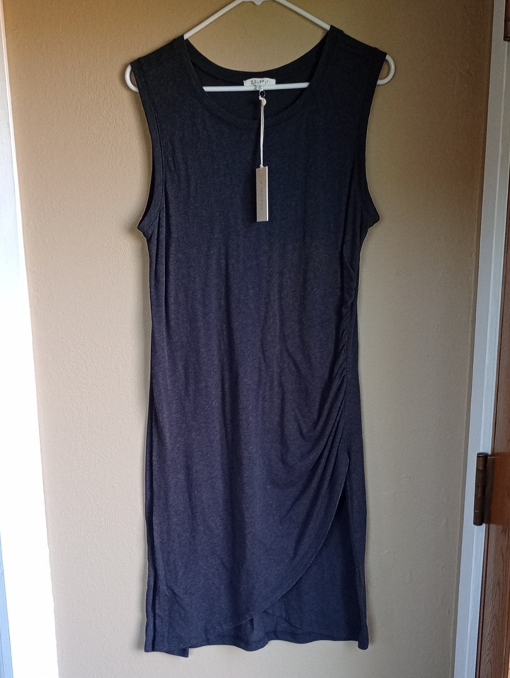 Z Supply Jersey Knit Rushed Lightweight Casual Basic Dress Midi Size XL New Tags